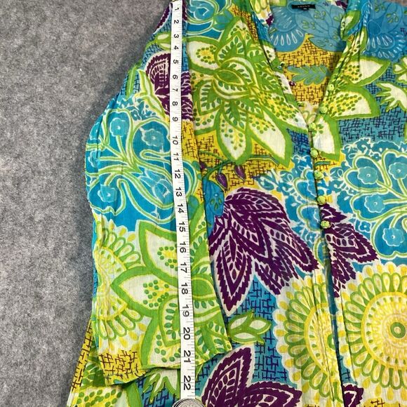 Azulu Colorful Sheer Beach Cover Up Tunic 100% Cotton Size Medium - Picture 8 of 12